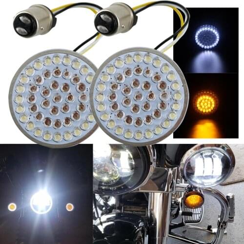 Motorcycle 2" LED Turn Signal Light 1157 Inserts Bullet Style Running Light-Outer Ring for Sportster Tri Glide Softail 11-17