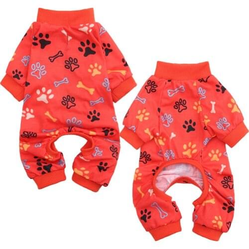 Spring Autumn Dog Jumpsuits Footprints Print Pet Costume Pet Clothing for Puppy Kitten Soft Breathable Clothes Supplies