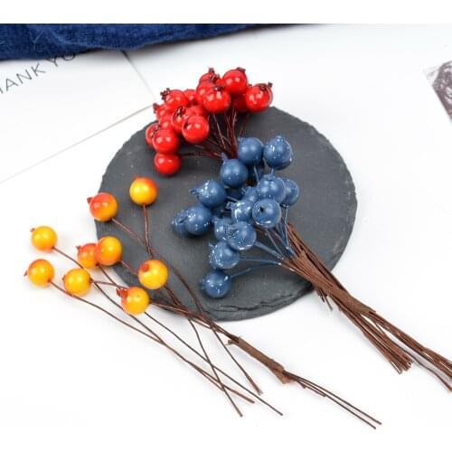 10pcs Artificial Flower Berry Blueberry Branch For Wedding Home Party Christmas Decoration DIY Desktop Decoration Scrapbook