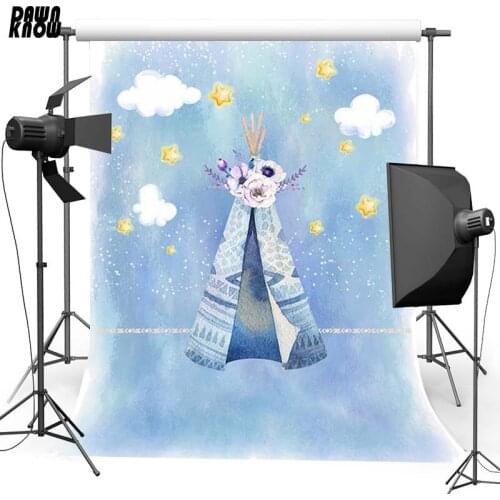 DAWNKNOW Blue Tent Cloud Vinyl Photography Background For Baby Star Photo Shoot Backdrop For Wedding Photo Studio G706
