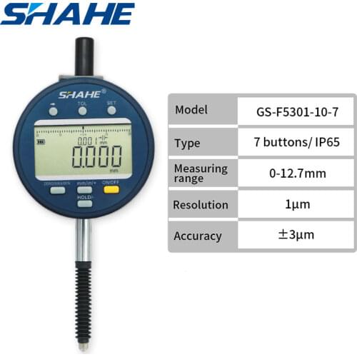 SHAHE IP54 /IP65 Waterproof Digital Indicator 0-12.7 mm 0.001 mm Electronic Micrometer Metric Inch Dial Indicator Gauge