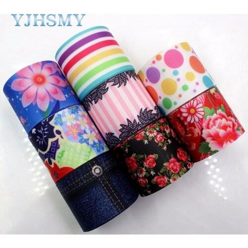 YJHSMY,C-171201-326,38 mm 5 Yards flower Printed grosgrain ribbon,clothing accessories Webbing,DIY handmade materials