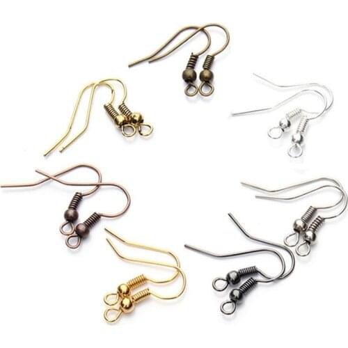 100pcs/lot 20*17mm Iron Ear Hook Clasp With Bead Hooks Earrings Wire Jewelry Findings Supplies DIY Jewelry Making Accessories