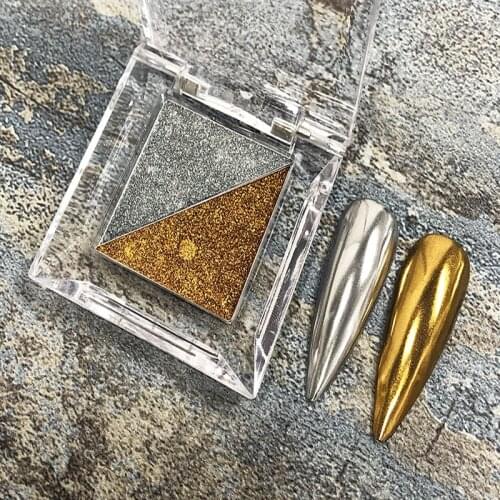 2Colors/Box Nail Art Magic Mirror Powder Solid Sparkly Chrome Dust Pigment Metallic Ultra-Fine Flashing Glitter Mirror Powder
