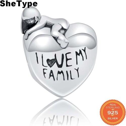 Jazaz 2020 New Arrival 2.4g Love Heart With Girls Beads for Women Mother Jewelry Making Charm 925 Solid Sterling Silver