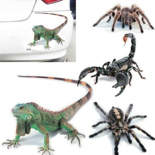 3D Car Sticker Animals Bumper Spider Gecko Scorpions For Peugeot RCZ 206 207 208 301 307 308 406 407 408 508 2008 3008 4008 5008