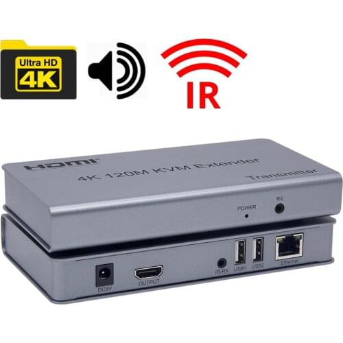 4K 120M HDMI-compatible KVM Extender over RJ45 Ethernet Cat5e/6 Cables TX RX Support USB Mouse Keyboard Extension Touch Screen