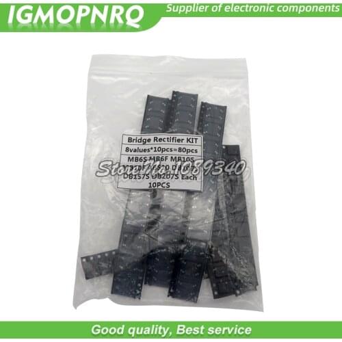 8value*10PCS=80PCS Bridge Rectifier Assorted Kit contains MB6S MB6F MB10S MB10F ABS10 DB107S DB157S DB207S hjxrhgal