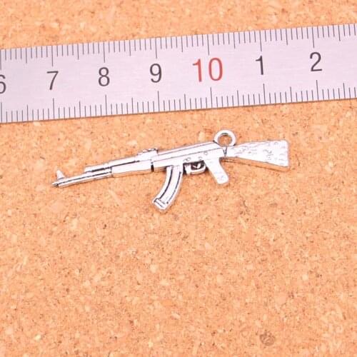 11pcs Machine Gun Assault Rifle Ak-47 Charms Metal Alloy DIY Necklace Pendant Making Findings Handmade Jewelry 44*15mm
