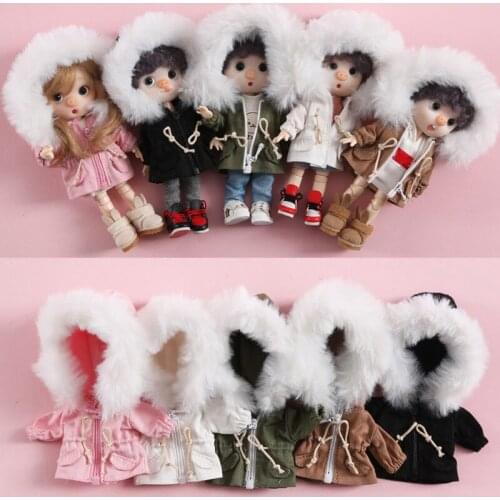 1/12 doll hooded army coat OB11 doll clothes accessories GSC overalls obitsu11 jacket (Fit Ob11, obitsu11, BJD12, cu-poche,)