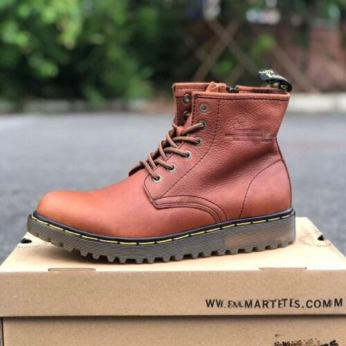 Martin boots men and women spring and autumn leather shoes breathable and comfortable size 39-44 casual work shoes zipper