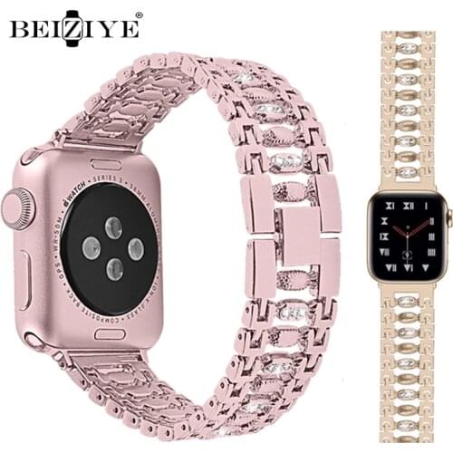 Women Diamond Wristband For Apple Watch Band 42mm 38mm 40mm 44mm Bracelet For iWatch SE 6 5 4 3 2 1 Stainless Steel Watch Strap