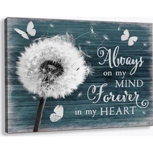Floral Landscape Painting Canvas Blue Wood Background Dandelion Prints Posters Words Printing For Nursery Room Decoration Home