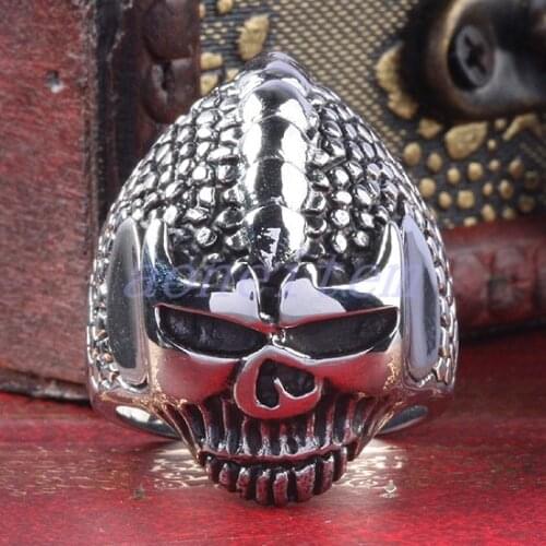 Gothic Skeleton Armor Mens Skull Rings Stainless Steel Finger Ring For Men