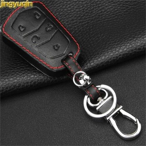 Jingyuqin 5 Buttons Leather Smart Car Key Case Protect Cover Key Case for Cadillac CT6 ATS-L XTS CTS XT5 Styling