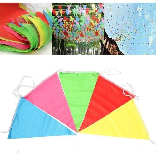 JX-LCLYL 80M Rainbow Colorful Buntings Trigon Flags For Party Wedding Banner Decor