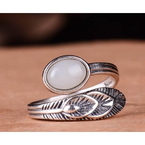 Natural hetian white jade rings drop jade ring with 925 sterling silver ring for men women rings jadeite jade jewelry 925 ring