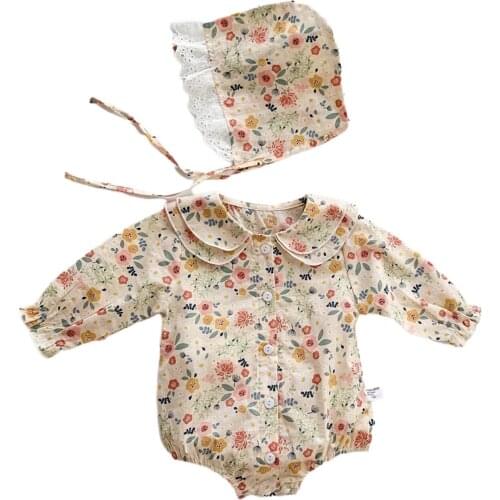 Ma&Baby 0-12m Newborn Infant Baby Girl Rompers Vintage Flower Jumpsuit Playsuit Long Sleeve Autumn Spring Baby Clothes DD40