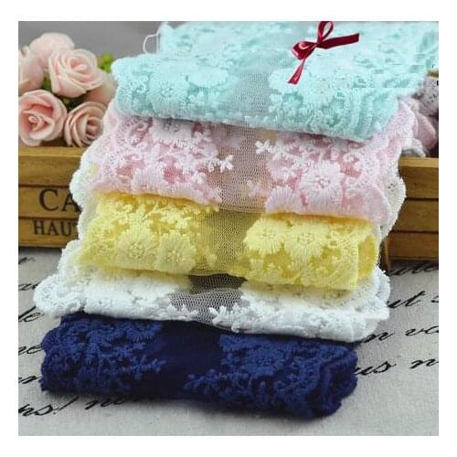 5 Yard/Lot 9 Color Cotton embroidery Headwear material 11cm lace fabric diy hair clothes bow accessory lace trim material