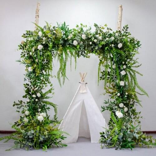 Forest outdoor lawn wedding decoration silk flower simulation flower wedding stage happiness arch props