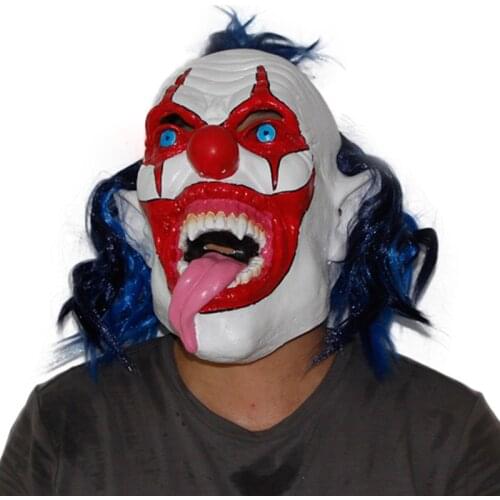 Clown Mask Horror Vampire Cosplay Costume Prop Halloween Scary Party Latex Headgear Long Tongue Dress Up
