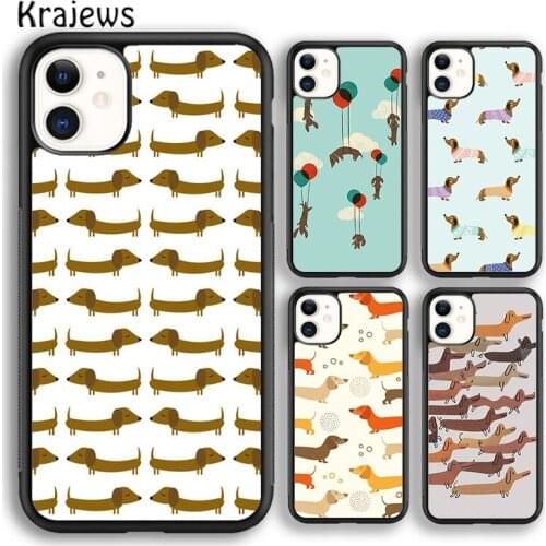 Krajews Cartoon Dachshund Sausage Dog Soft Phone Case Cover For iPhone 5 SE 6s 7 8 plus X XR XS 11 12 pro max Samsung S8 S9 S10
