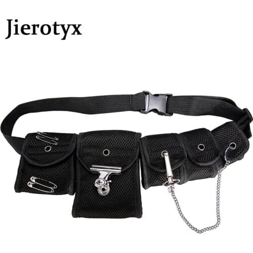 JIEROTYX Hip Hop Chest Bag for Unisex Black Streetwear Chest Rig Women Multi-pocket Travel Phone Belt Bag Pouch Waist Cheaper