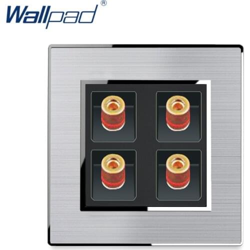 4 Audio Socket Television Wallpad Stainless Steel Panel With Silver Border Wall Socket Weak Electricity Sockets