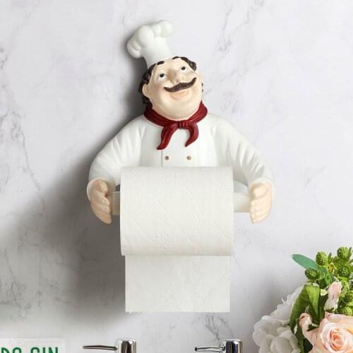 Resin chef wall mount tissue holder Kitchen bathroom paper towel dispenser home decorations tissue holder tissue boxes