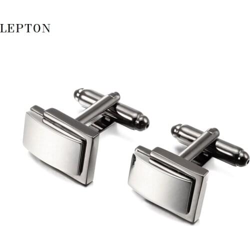 Low-key Luxury Dual Plating Bussinss cufflinks For Mens Groom Wedding Cuff links Lepton Top Quality Metal Black Square cufflinks