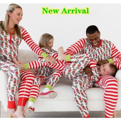 New Arrival Papa Mama Little Baby Pajamas Suit Mom Dad and Baby Sleepwear Clothing Family Matching Christmas Clothes mum and me