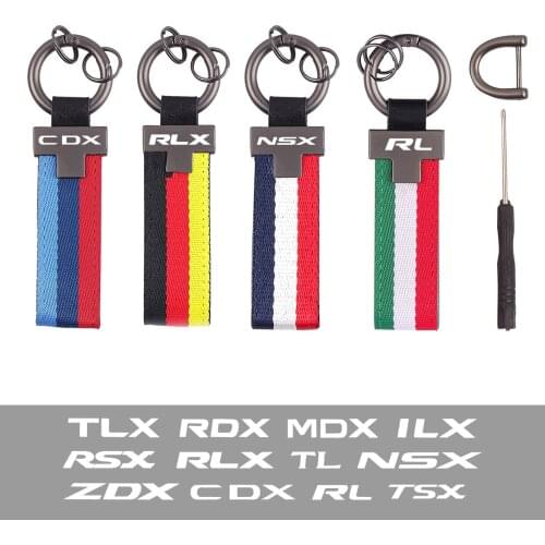 Carabiner Tricolour flag Car leather keychain For Acura CL CSX ILX MDX NSX RDX RL RLX RSX TL TLX TSX ZDX Type S Car styling