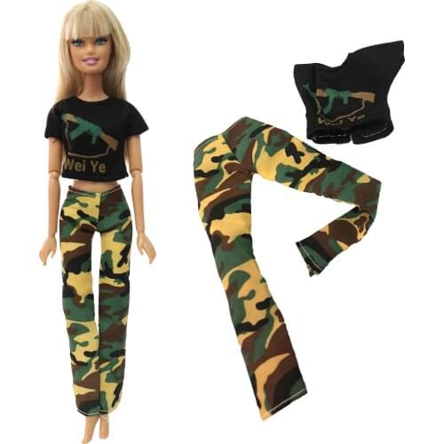 NK One Set Doll Dress Top Camouflage Imitation CS Military Dress Dress Clothes For Barbie Doll Accessories Gift Toys 270A 10X