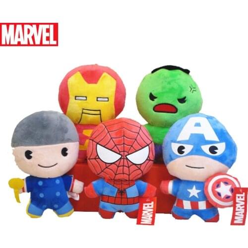 12cm 5Pcs/set Disney Marvel Avengers Plush Dolls Stuffed Toys Ironman Spider-Man Hulk Thor Captain America Toy for children Gift