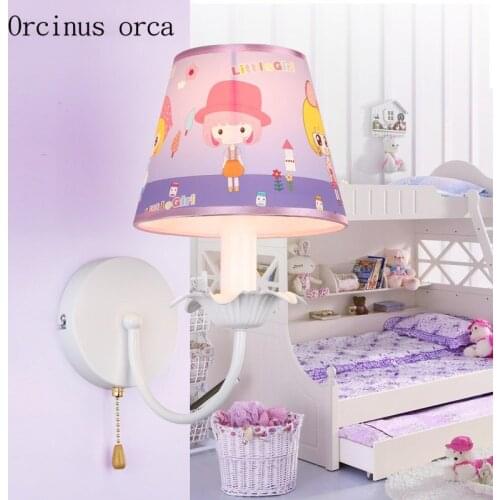 Pink cartoon wall lamp children room Girl Bedroom bedside lamp Princess House idyllic creative LED wall lamp free shipping