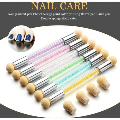 Nail Art Pen New Style Double-ended Nail Sponge Smudge Pen with Drill Nail Polish Glue Gradient Pen Delivery 4 Pens