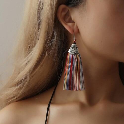 Tassel Earrings Bohemian Long Tassel Exaggerated Earrings Women Earrings Fashion Jewelry Pendant Dance Line Earrings