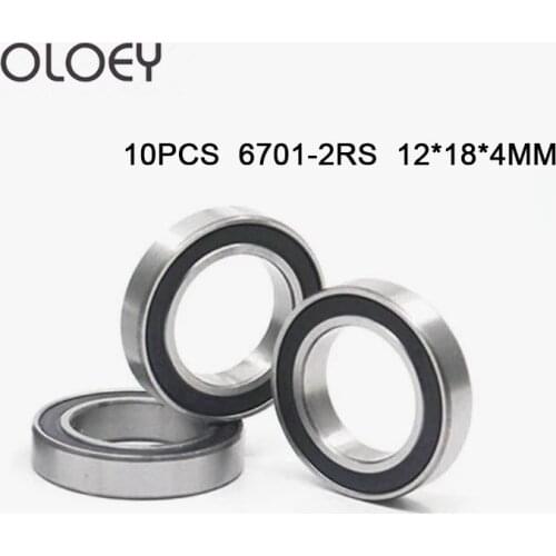 Free Shipping High Quality 10pcs 6701-2RS 12X18X4MM Deep Groove Ball Bearing 12*18*4mm