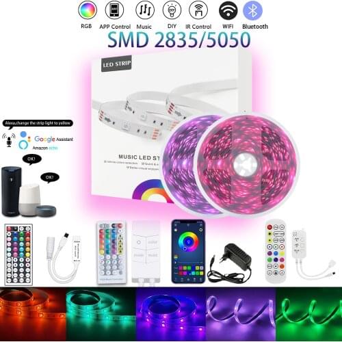 PIRTSDEL LED Strip Light 40M SMD 2835 5050 LED RGB WIFI Bluetooth IR Control Room Lights Decor TV Bedroom Wall Strip Lights