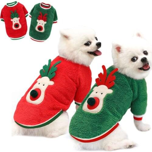 Pet Dog Cat Warm Vest Velvet Deer Christmas Puppy Teddy Pomeranian French Bulldog Chihuahua Autumn Winter Clothes for Small Dogs