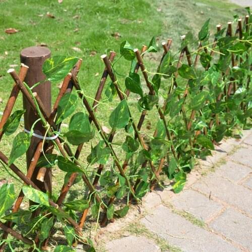 Retractable Artificial Garden Lawn Fence Expandable Faux Ivy Privacy Fence Wood Vines Climbing Frame Gardening Plant