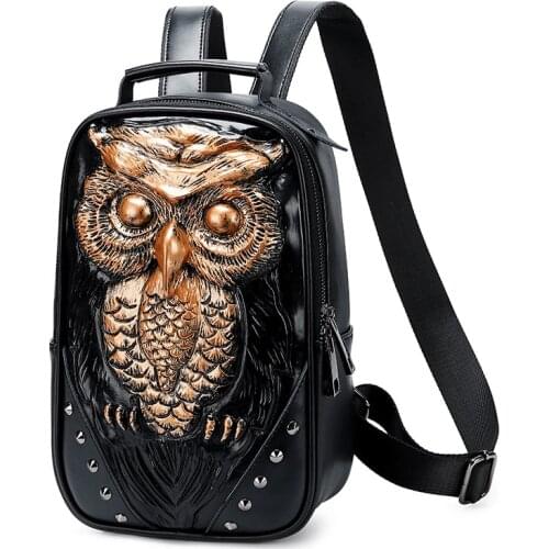 Animal Relief Womens Leather Backpack Outdoor Travel Waterproof Backpack European and American Trend Multifunctional Female Bag