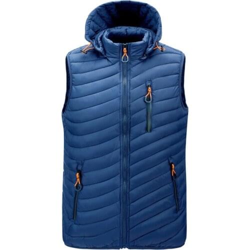 Gilet Vests With Pockets Removable Hat For Men Winter Puffer Casual Male Sleeveless Hoodie Military Bodywarmer Heren Homme