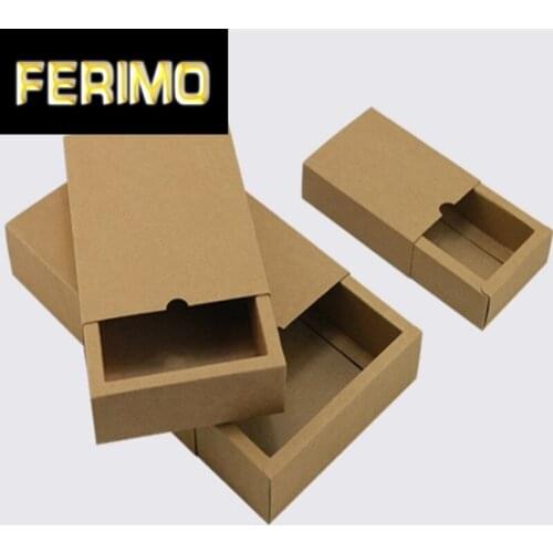 10pcs/lot Free Shipping Kraft Paper Box Drawer Gift Packaging box brown Craft Cardboard Boxes for Candy Soap