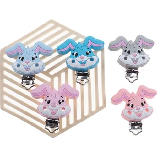 20pcs Rabbit Clips Teether Baby Silicone Clips Babies Pacifier Chain Pacifier Personalized Cartoon BPA Free Toy For Baby Goods