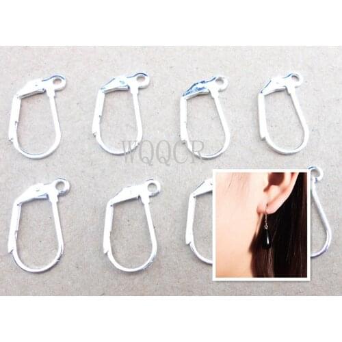 200Pcs Lot Jewelry Findings Sterling Silver colorPlated Square Hook Earring Earwires For Beads Crystal Stone Nice Made