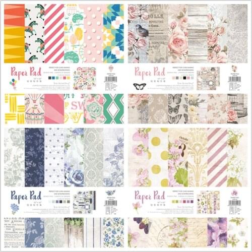 24pcs Print Flamingo Vintage Pattern Scrapbooking Set Collection DIY Album Scrapbook Pads Paper Handmade Craft Card Making Paper