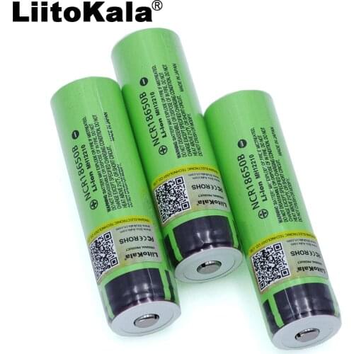 3PCS Liitokala original NCR18650B 3.7V 3400mAh 18650 rechargeable lithium battery for Panasonic flashlight battery Bonus cap