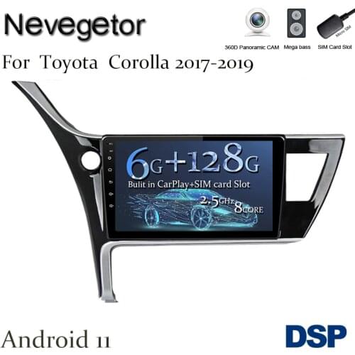 6G+128G DSP 4G LTE RDS CarPlay Android 11 Car Radio Multimedia Video Player For Toyota Corolla 2017 2018 LHD Car Navigation GPS