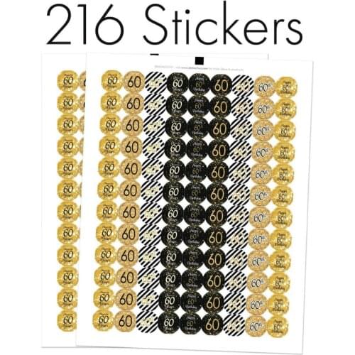 216pcs 50th 60th Anniversary Stickers Cheers to 50 60 Years Old Birthday Labels Shiny Foil DIY Gift Packaging Decorations